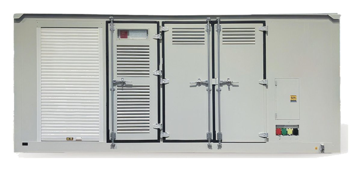 SiRay Containerized EV Charging T1000480 - 1 MWh, 480 kW - front view